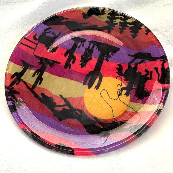 Western Cowboy Cowgirl Saguaro Cactus Sunset Decorative Appetizer 8" Plate - Picture 5 of 5